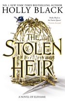 Boekomslag: 'The Stolen Heir' met een gouden, gevangenisachtig kasteel van takken, een dolk en een kleine vogel.