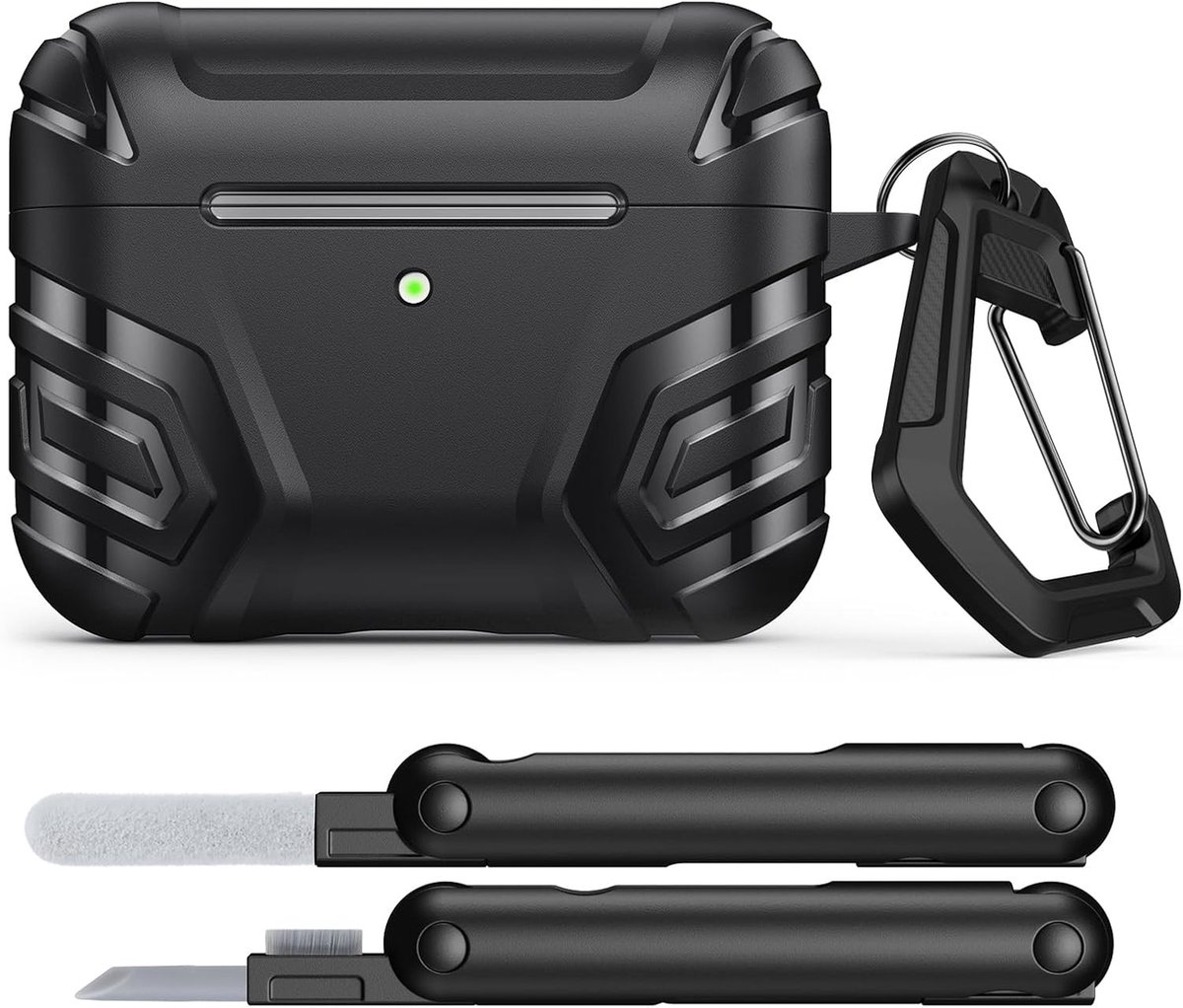 Coole Armor Case voor AirPods Pro 3 (2025) - Schokbestendige TPU Bescherming met Schoonmaakset en Sleutelhanger, Zwart