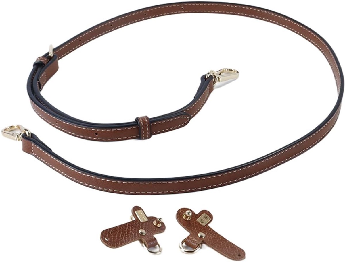 Mini Bag Strap met Schokbestendige Verstelbare Gesp - Geschikt voor Lange Handtassen, Leer Bruin, Draagcomfort en Stijl