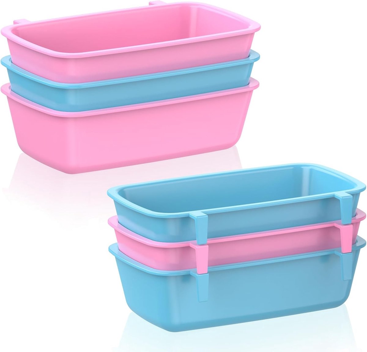 Set van 6 Hangende Plastic Voerbakken voor Vogels en Konijnen, 10oz, Ideaal voor Dierenvoer en Voeding