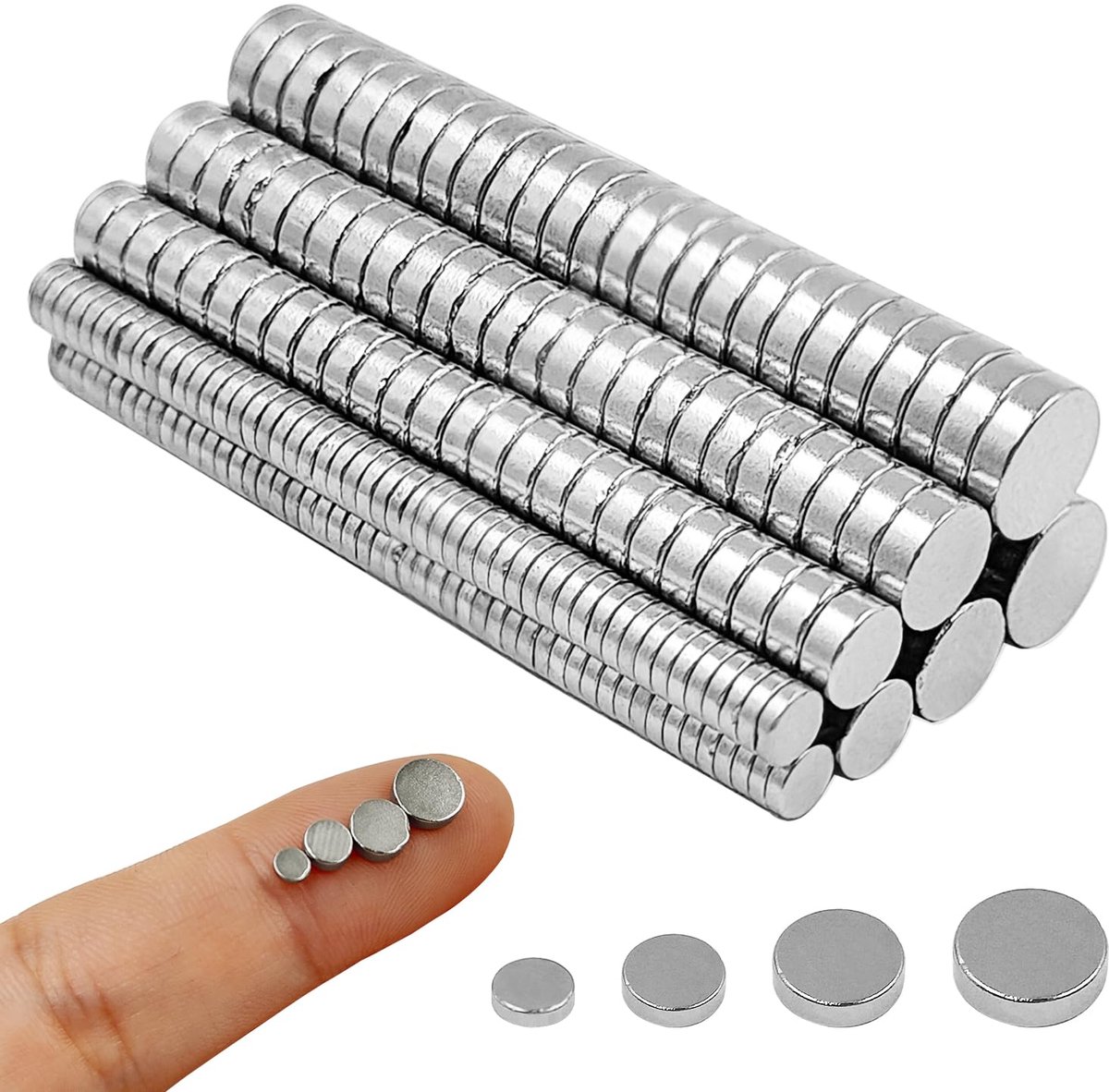 250 stuks kleine sterke magneten, kleine dunne mini-magneten, 100 stuks 3 x 1 mm, 50 stuks 4 x 2 mm, 50 stuks 5 x 2 - ShopVlot