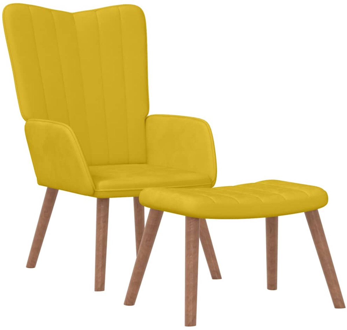 vidaXL Relaxstoel - met - voetenbank - fluweel - mosterdgeel