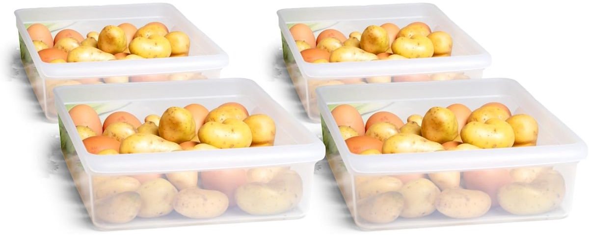 Novaliv 4X koelkastorganizer 30,5 x 7,5 x 22 cm BPA-vrije keukenorganisatie Gemaakt in Duitsland Voorraadkastorganizer Voedselveilige opbergruimte voor keuken Wasruimte organisatiesysteem Koelvak