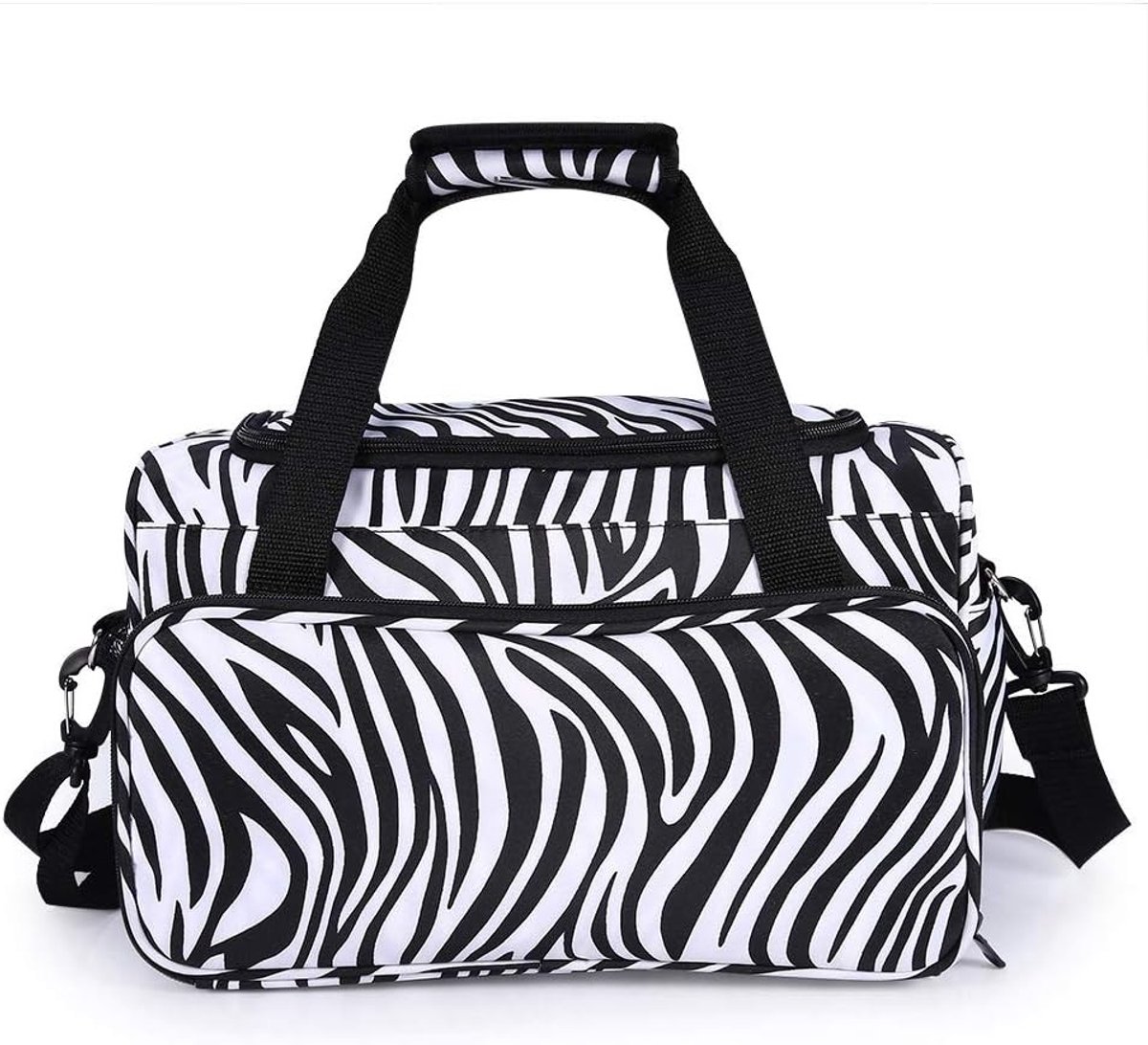 Professionele Haarstyling Tas met Zebra Streep, Draagbare Schaar en Kam Houder, Ideaal voor Föhn en Steiltang, 35 x 20 x 24 cm