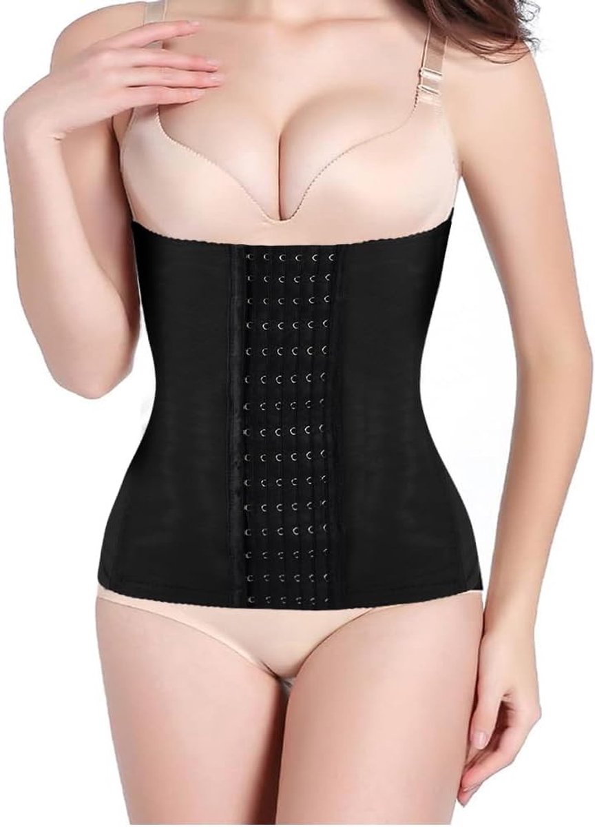 Verstelbare buikriem voor postpartum herstel, tailletrainer met 7 kraakbeen, afslankriem voor dames in zwart (XL)