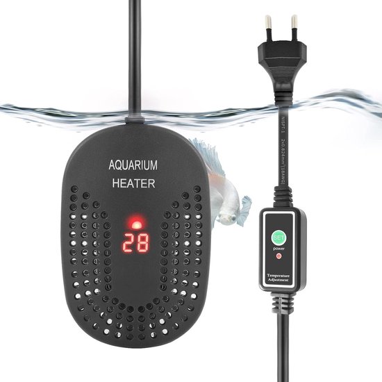 Mini Verstelbare Aquarium Verwarmer 50W: Digitale Heater met Beschermhoes en Controller voor 10-60L Aquariums, Energiezuinig en Betrouwbaar