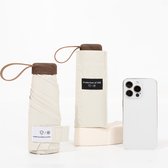 TinyTin® Mini Paraplu Opvouwbaar - Ø 91cm - Regen & Windbestendig - UV Paraplu en Zonneparaplu voor Onderweg - Kleine Reis Paraplu 17cm - Lichtgewicht 210g - Windbestendig - Japanse Stijl Umbrella - Ivory Pearl