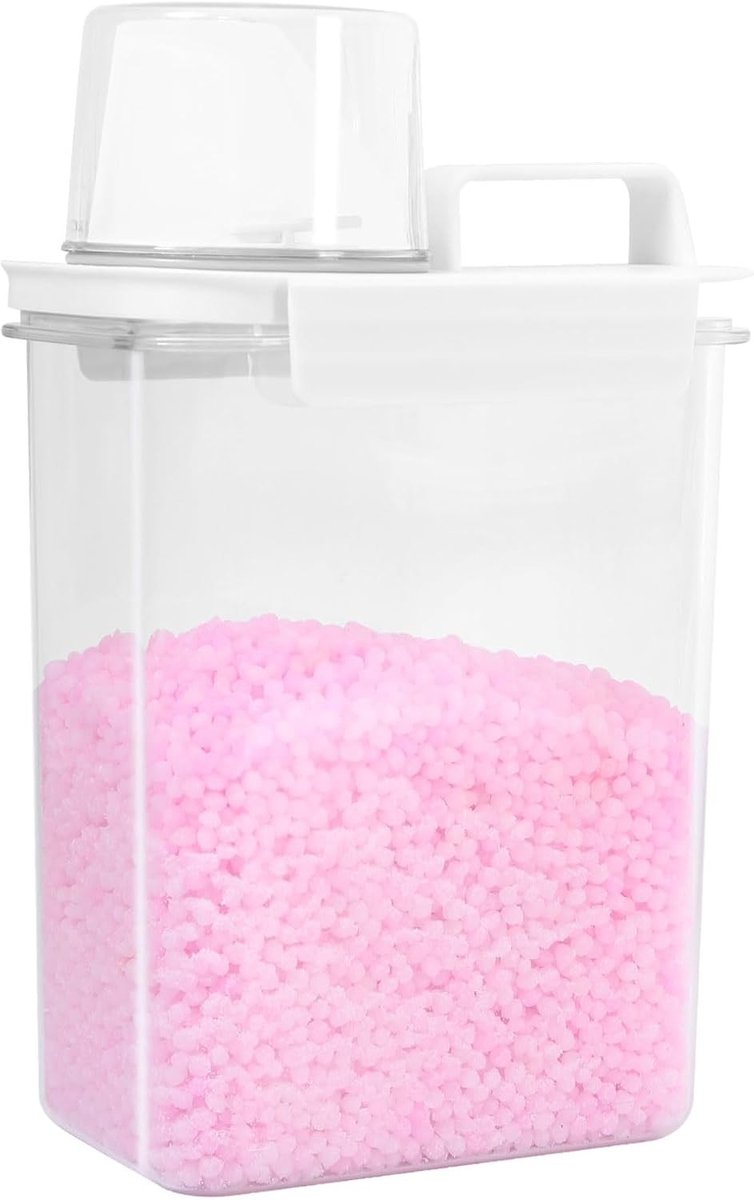 Opslagcontainer voor 1800ml waspoeder, wasmiddel en wasverzachter, ook voor rijst en huisdiervoeding, geurloos en geschikt voor machinewas