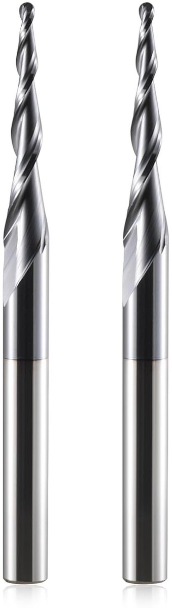 Ball Head Freesfrees voor CNC Bewerking - 2 Stuks R1.0 Spiral Groef Bit, 6mm Schacht, 2 Vleugels, HRC55, AlTiN Coating voor 2D/3D Bewerking