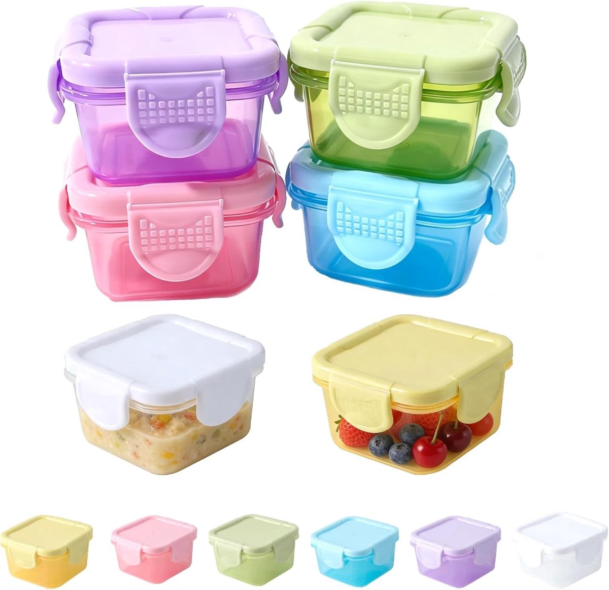 Mini Voedselbewaarbakjes met Deksel - Geel - 60 ml - Herbruikbare Diepvriesbakjes voor Snacks en Bijvoeding