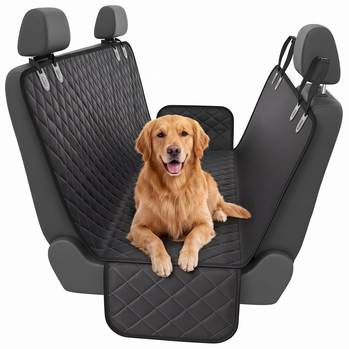 Cheqo® Hondendeken Auto Achterbank - Hondendeken Kofferbak - Beschermhoes Achterbank Hond - Hondenkleed Auto - Autodeken Hond - Autohoes Hond - Achterbankhoes - Hondenmat Auto - Hangmat Hond Auto - Autostoelhoes - Waterdicht en Antislip - Zwart
