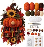 Haakset - Doe-het-zelf haakpakket - DIY gehaakte deurhangerset - Handgemaakte set - Herfstdecoraties - Woondecoratie - Handgemaakte wanddecoraties - Pompoenvorm - Ideale cadeaus voor een housewarming