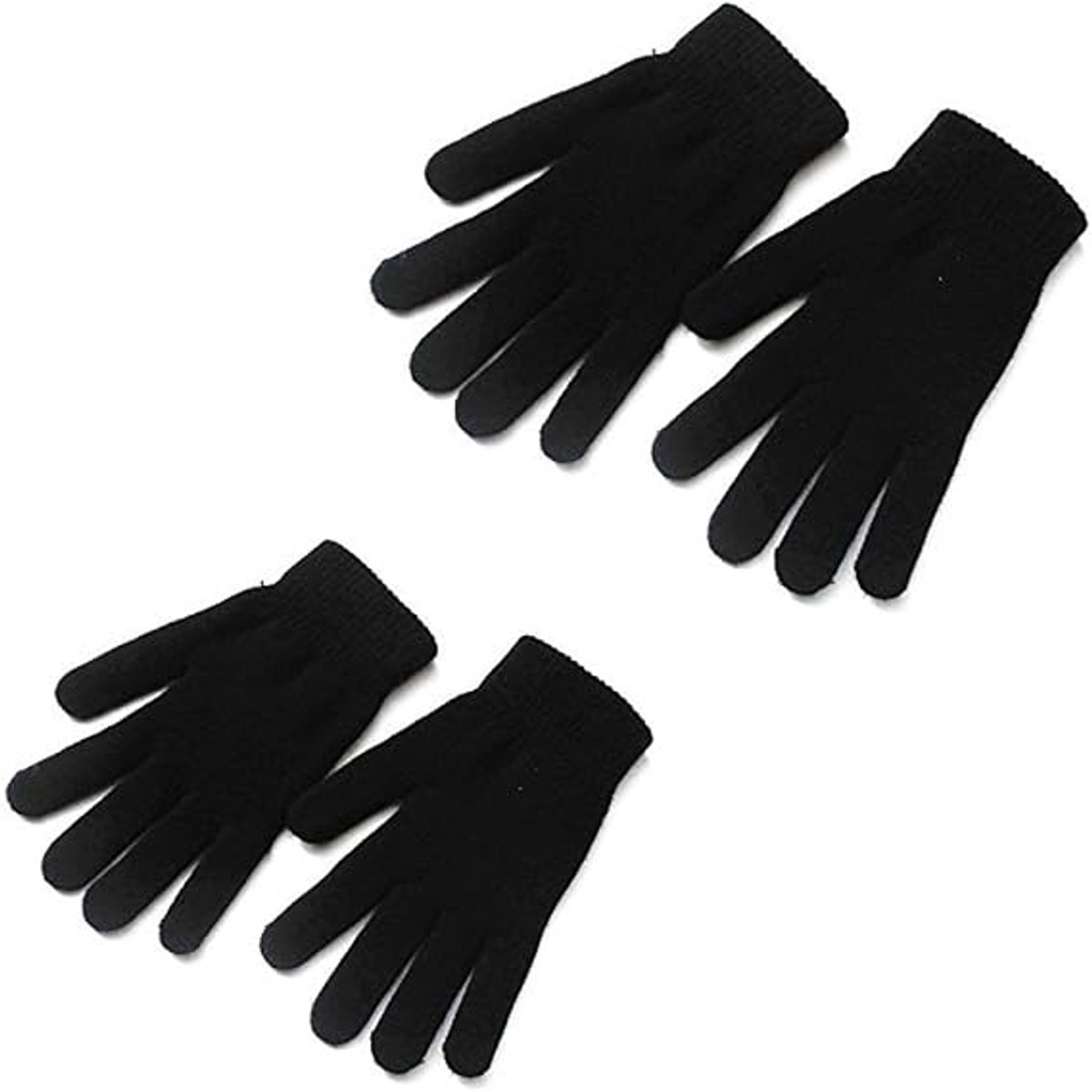 2 paar‑gebreide handschoenen‑elastisch wol‑warm voor herfst en winter voor mannen en vrouwen‑fietsen voor studenten‑zwart