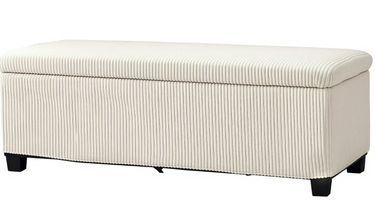 REDOM - Opbergbank met opbergruimte - Cordstof bekleding - Stalen frame - Zachte zitting - Design - Woonkamer, slaapkamer of hal - Polyester - Beige - 112 x 42 x 40 cm