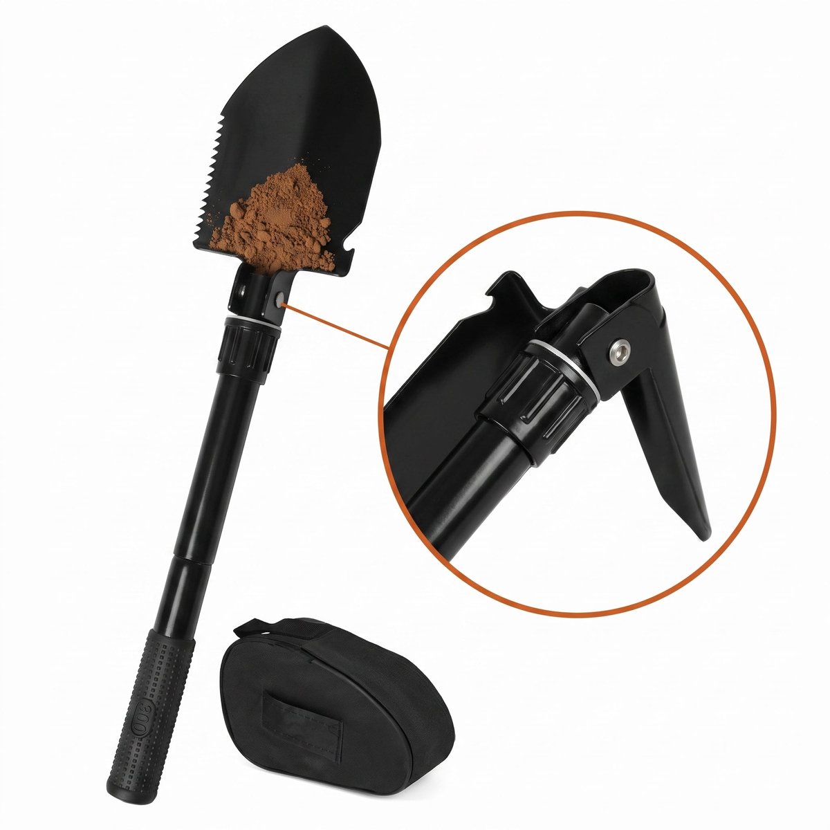 Cheqo® Vouwschep met Draagtas - Opvouwbare Schep - Pioniersschep - Klapschep - Veldschep - Legerschep - Survival Schep - Campingschep met Houweel - Pikhouweel - Multifunctionele Schep - Klapspade - Schop met Zaag - Tuinschep voor Camping en Auto