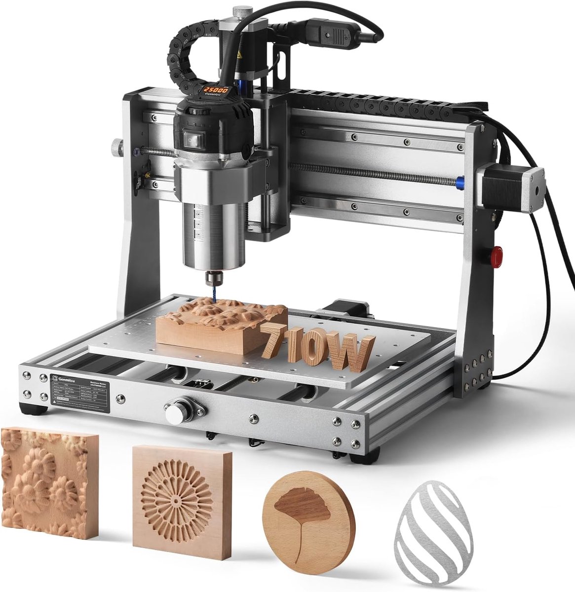 CNC Freesmachine 710W - Volledig Metalen Constructie - 6500-30000 RPM - Voor Hout, Aluminium, Acryl en Metaal - Verstelbare Spindelsnelheid