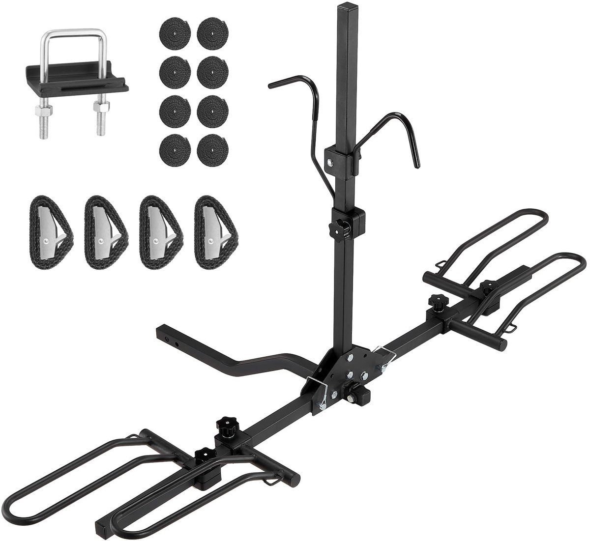 Famanu – Fietsendrager met trekhaak voor maximaal 2 fietsen, platformstijl, draagkracht 80 kg, inklapbare fietsendrager voor auto, en camper