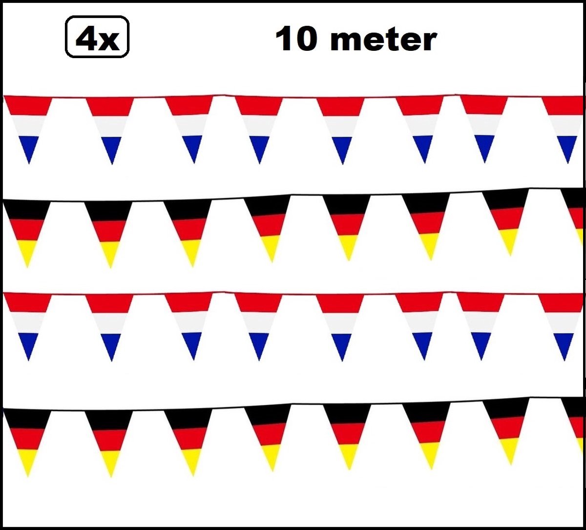 4 stuks Vlaggenlijn landen set Duitsland / Nederland 10 meter - Sport Holland Duits Thema feest voetbal party