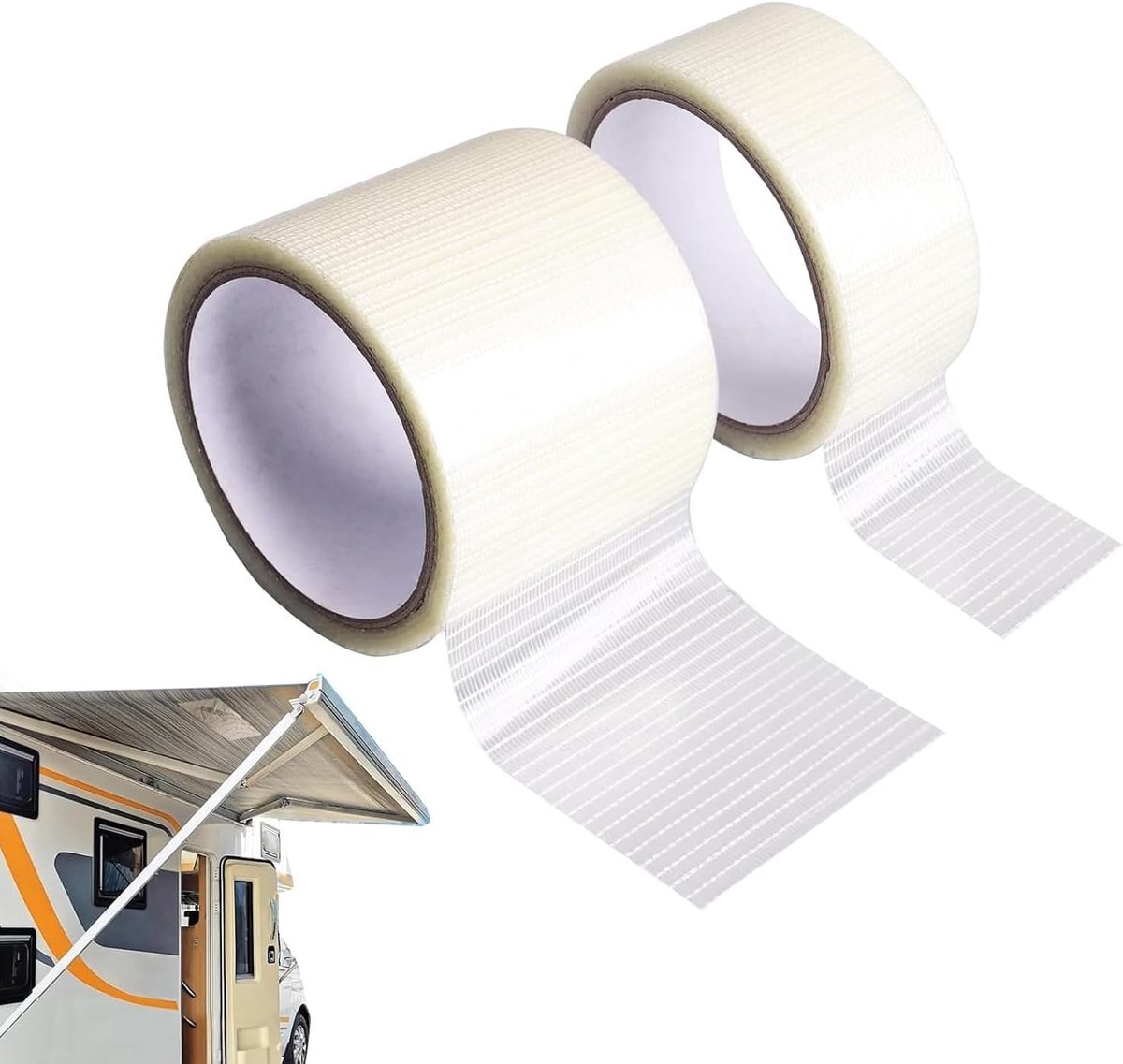 Duurzame Transparante Reparatietape - Set van 2 Rollen voor Waterdichte Herstelwerkzaamheden aan Caravan Daken, Geschikt voor Tent en Buitenactiviteiten