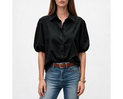 Imily Bela Dames Blouse met Kraag en Pofmouwen