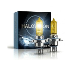 HaloVision Halogeen Koplampen H4 – 12V 3000K Retro Geel – Warmgeel Klassiek Dimlicht Grootlicht Halogeenlampen Set van 2 Autolampen