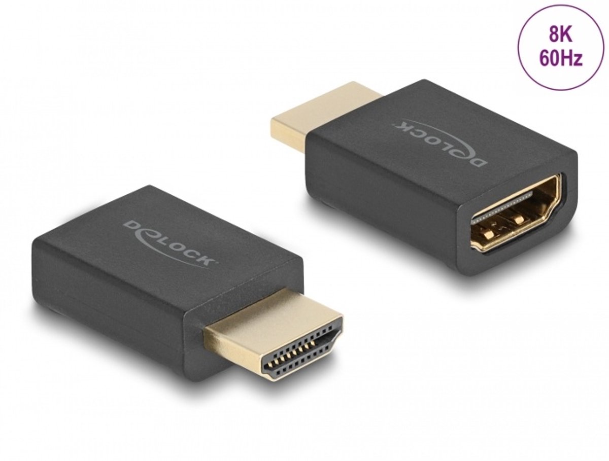 Image of Delock High Speed HDMI with Ethernet Adapter male to female 8K 60 Hz black