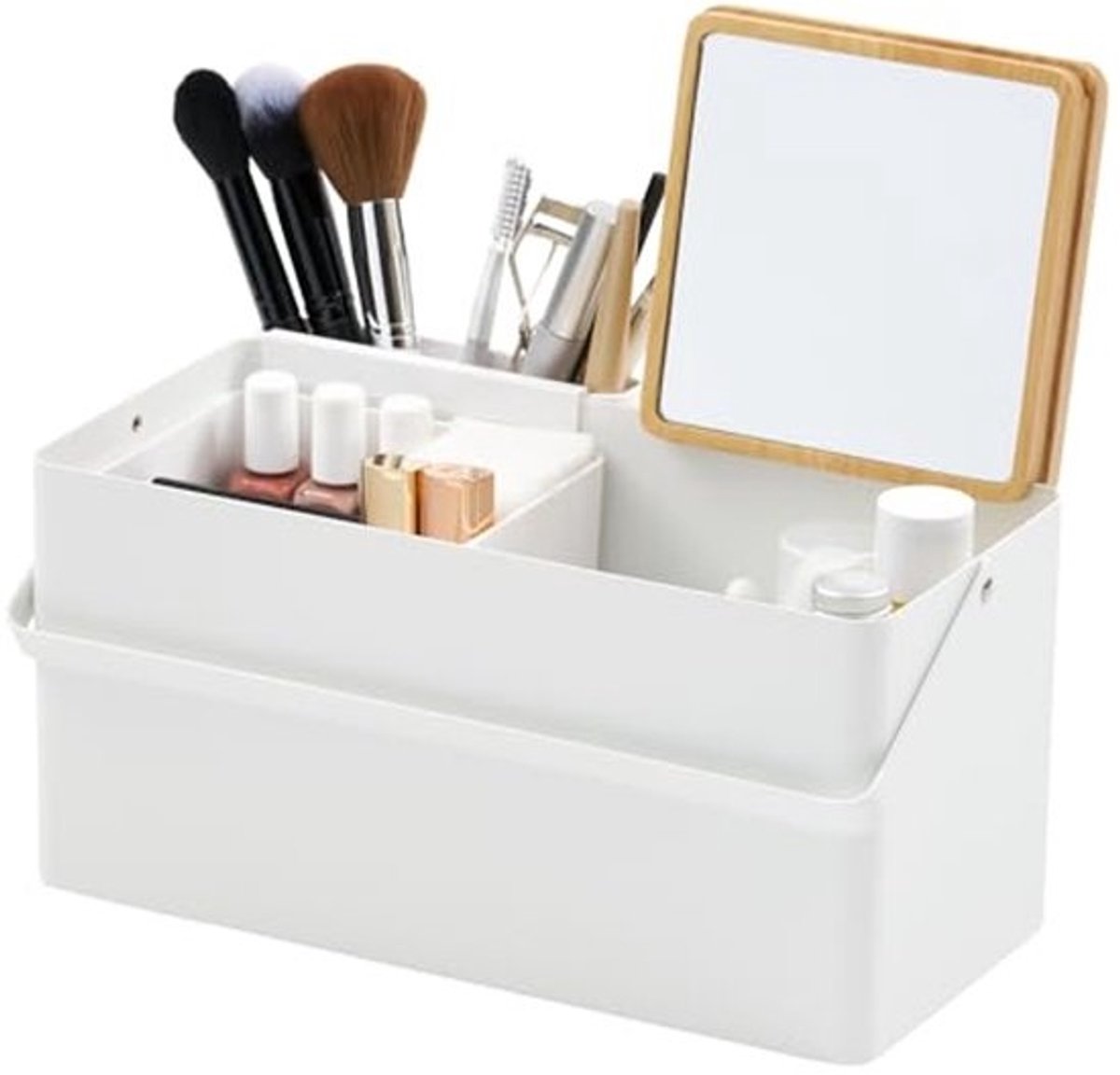 Makeup Box Met Spiegel en Handgreep - Stijlvolle Opbergruimte voor Make-up