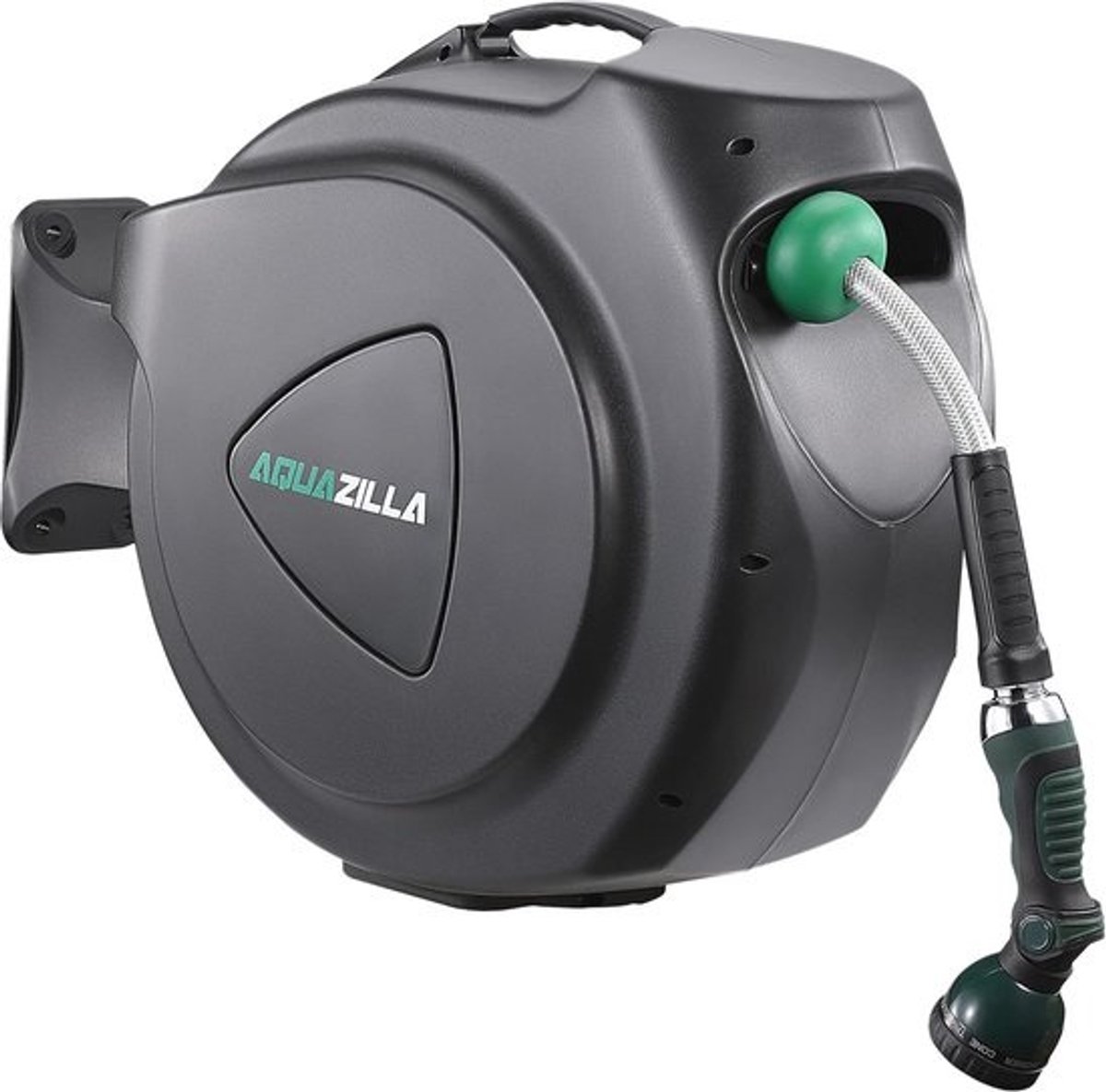 Intrekbare tuinslanghaspel 65FT 5/8" - Duurzaam wandgemonteerd met automatische terugspoeling en 9 sproeipatronen