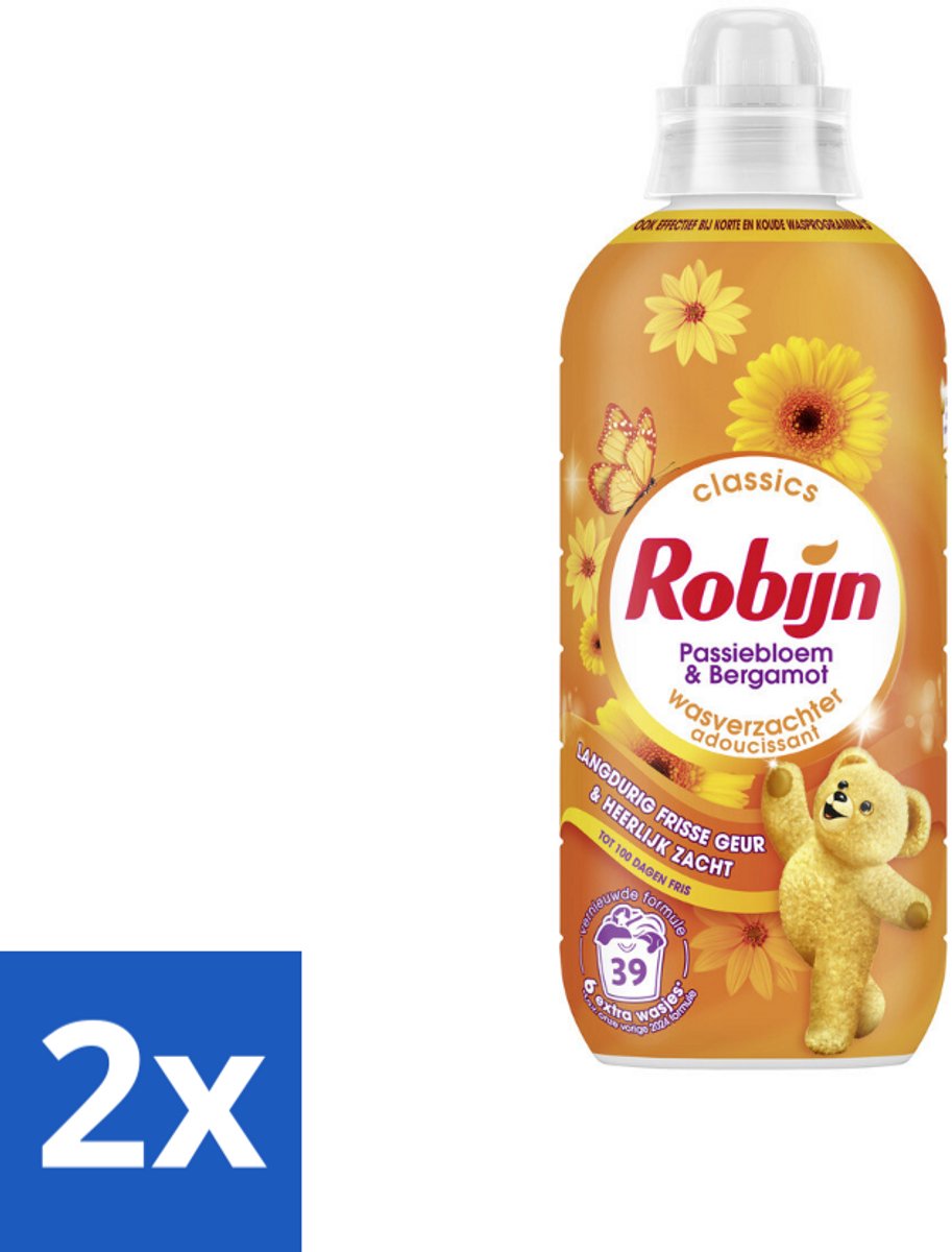 2 x Robijn – Wasverzachter – Passiebloem & Bergamot – 780 ml - Wasverzachter - Wasverzachter Passiebloem Bergamot - Wasverzachter Voor Katoen - Wasverzachter Voor Synthetisch - Wasverzachter Voor Blends
