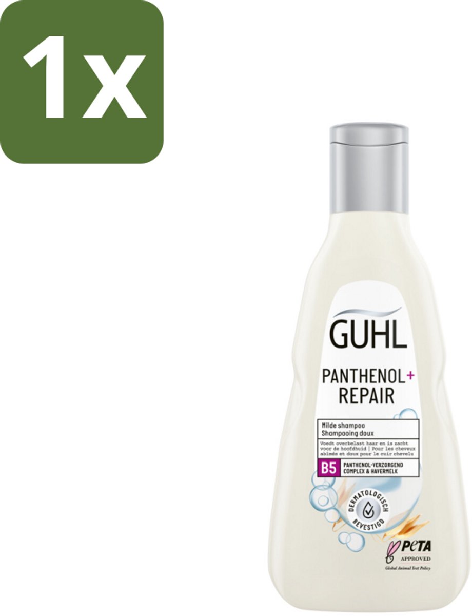1 x Guhl – Shampoo – Panthenol+ Repair – 250 ml - Panthenol Shampoo - Herstellende Shampoo - Hydraterende Shampoo - Shampoo Voor Droog Haar - Shampoo Voor Beschadigd Haar