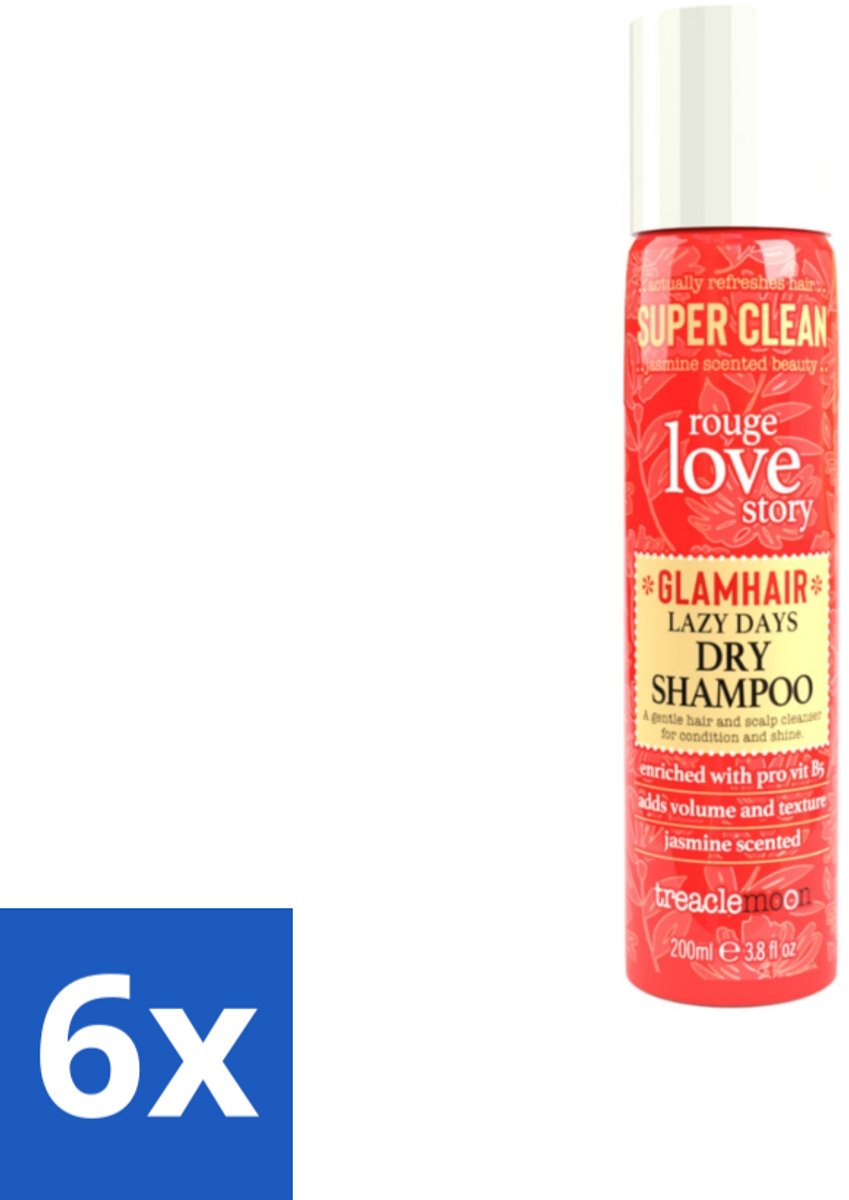 6 x Treaclemoon – Droogshampoo – Rouge Love – 200 ml - Droogshampoo - Haar Verzorging - Haar Fris - Haar Volume - Haar Verzorging Zonder Water