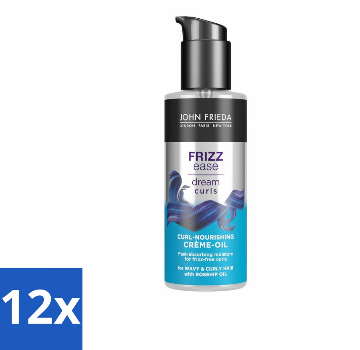 12 x John Frieda – Haarolie – Dream Curls Curl Defining Crème Oil – Krulverzorging – 100 ml - Kruldefinitie - Krulversterking - Haarvoeding - Krulcrème - Haarolie