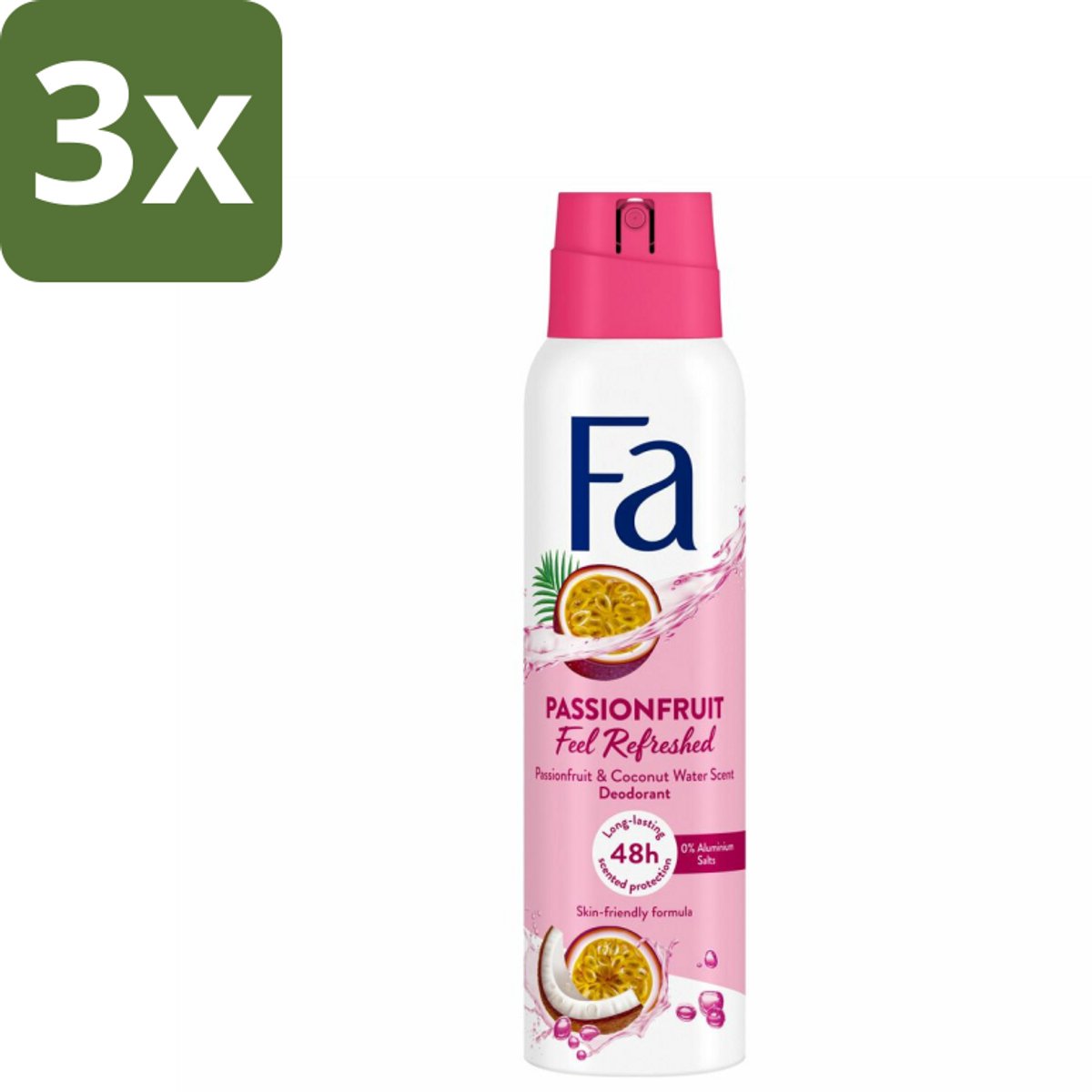3 x Fa – Deodorant Spray – Passion Fruit – 150 ml - Deodorant Spray - Fruitige Geur - Passievrucht - Zweetvermindering - Geurvermindering
