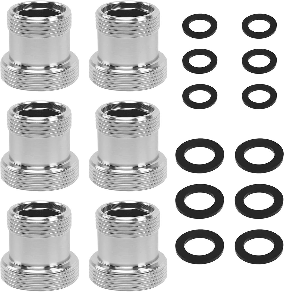 Faucet Adapters met Dubbele Draad M18-M22 voor Keuken, Badkamer en Tuin met Rubber Seals - 6 Stuks