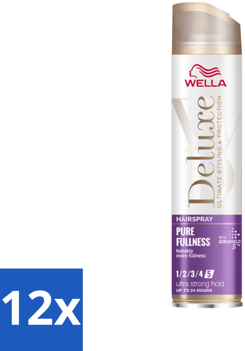 12 x Wella – Deluxe Pure Fullness – Haarspray – 250 ml - Haarspray - Volume - Glans - Hittebescherming - UV Bescherming