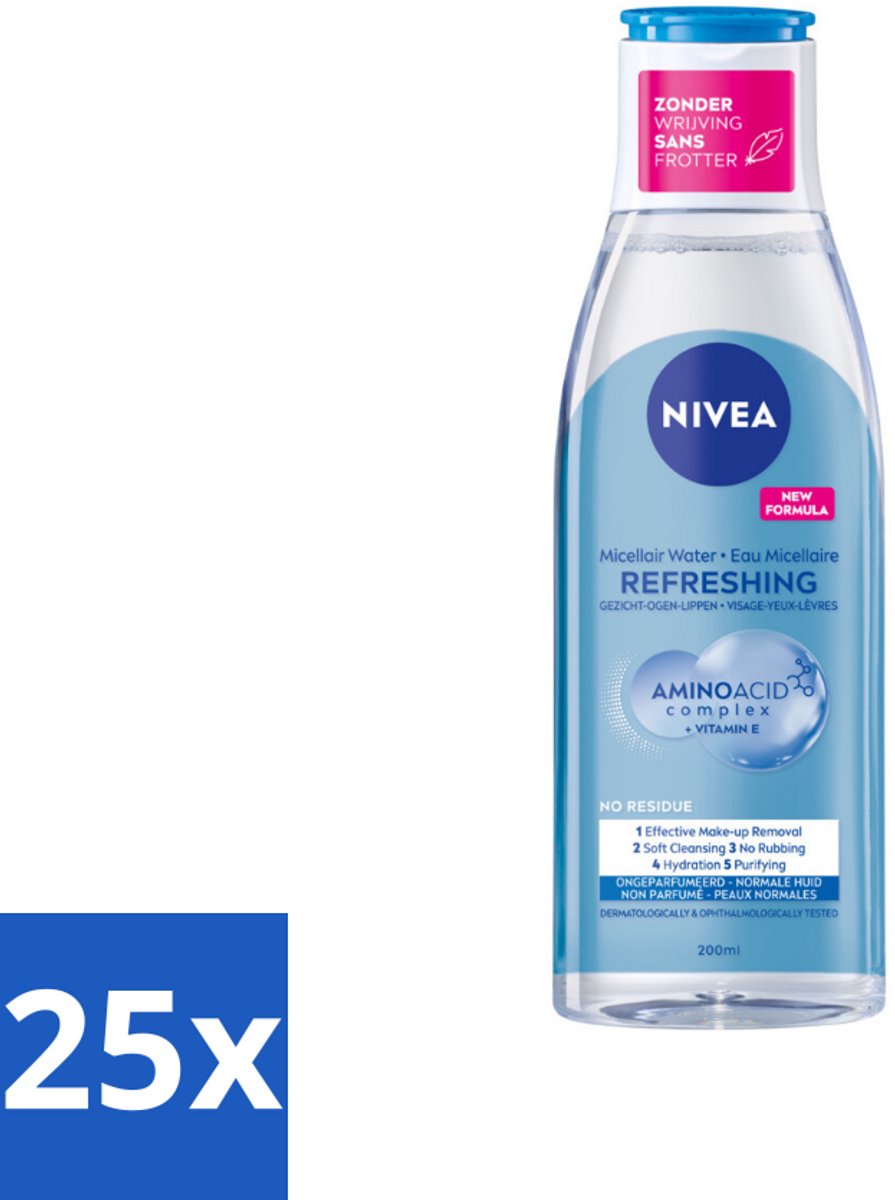 25 x NIVEA – Micellair Reinigingswater – Refreshing – 200 ml - Micellair Reinigingswater - Gezichtsreiniger - Huid Reinigen - Make-up Verwijderen - Fris Resultaat