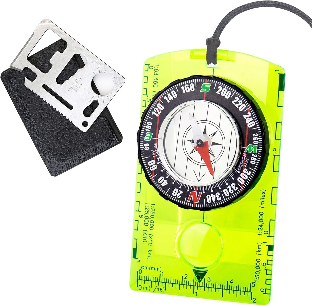 Multifunctionele 11-in-1 Kompas voor Kinderen, Verlicht Hiking Kompas voor Buitenactiviteiten, Overleving en Navigatie (2 Stuks)