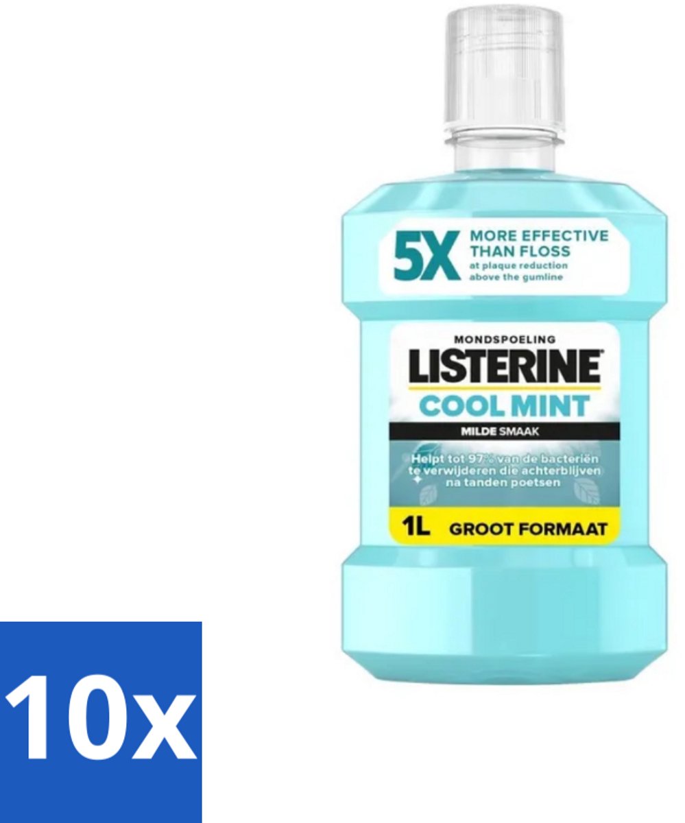 10 x Listerine – Mondwater – Cool Mint – Milde smaak zonder alcohol – 1 liter - Koffie - Koffiezetapparaat - Koffiezetapparaat