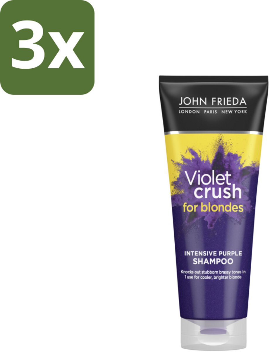 3 x John Frieda – Shampoo – Sheer Blonde Violet Crush Intensive Purple – Tegen gele ondertonen – 250 ml - Koffie - Koffiezetapparaat - Koffiezetapparaat - Koffiezetapparaat