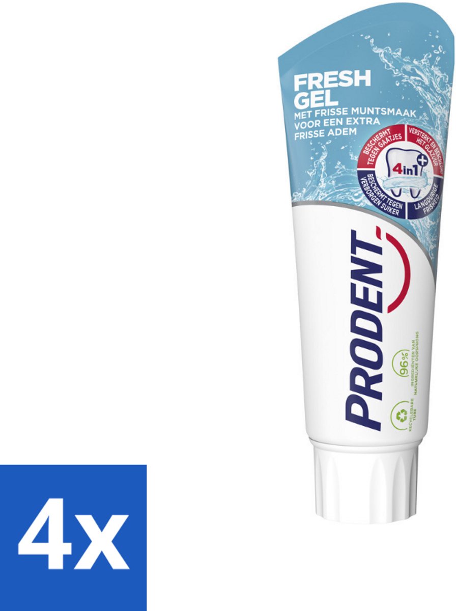 4 x Prodent – Tandpasta – Fresh Gel – 75 ml - Frisse Mond - Anti-cariës - Tandplak - Tanderosie - Glazuur Bescherming