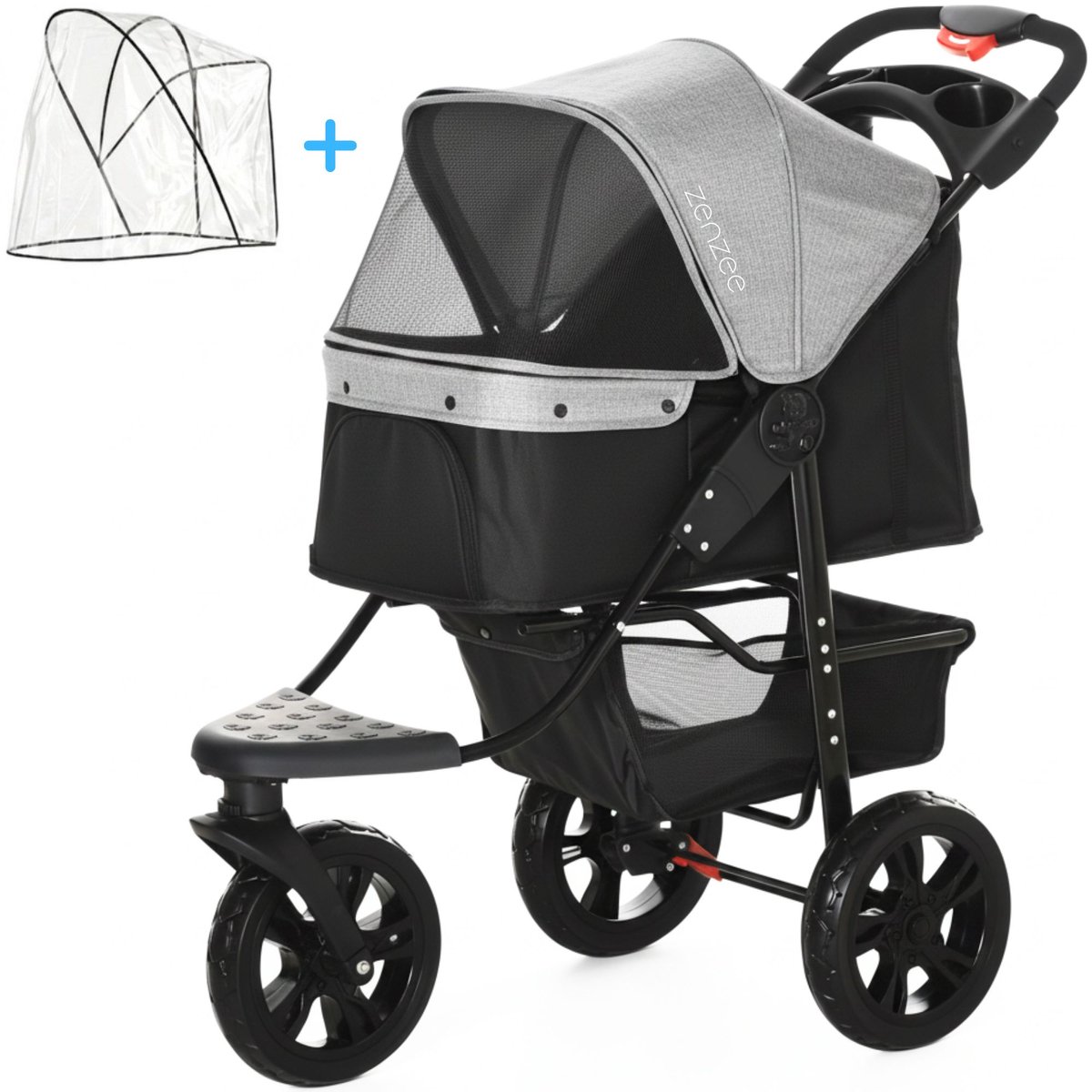 Bol.com Zenzee® - Hondenbuggy opvouwbaar - Met regenhoes - All terrain - Grote wielen - Hondenwagen - Pet stroller - Tot 20Kg - ... aanbieding