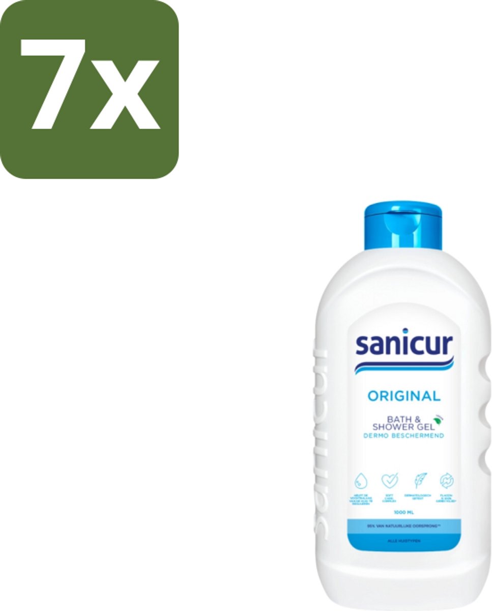 7 x Sanicur – Bad & Douchegel – Original – 1000 ml - Kabel - Kabels - Kabelsysteem - Kabelsysteem