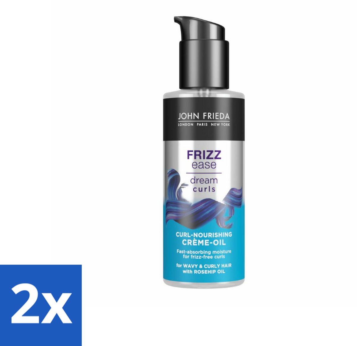 2 x John Frieda – Haarolie – Dream Curls Curl Defining Crème Oil – Krulverzorging – 100 ml - Kruldefinitie - Krulversterking - Haarvoeding - Krulcrème - Haarolie