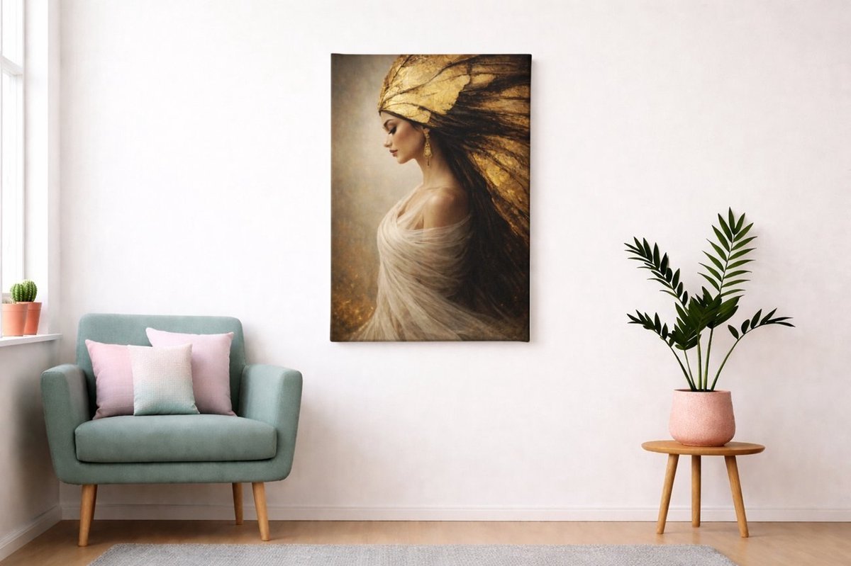 Canvas Schilderij Elegante Vrouw – Moderne Wanddecoratie - 60 x 40 cm