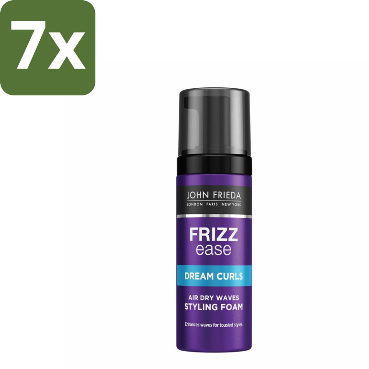 7 x John Frieda – Haarmousse – Frizz Ease Air Dry Waves Foam Styler – Natuurlijk golvend effect – 150 ml - Koffie - Koffiezetapparaat - Koffiezetapparaat
