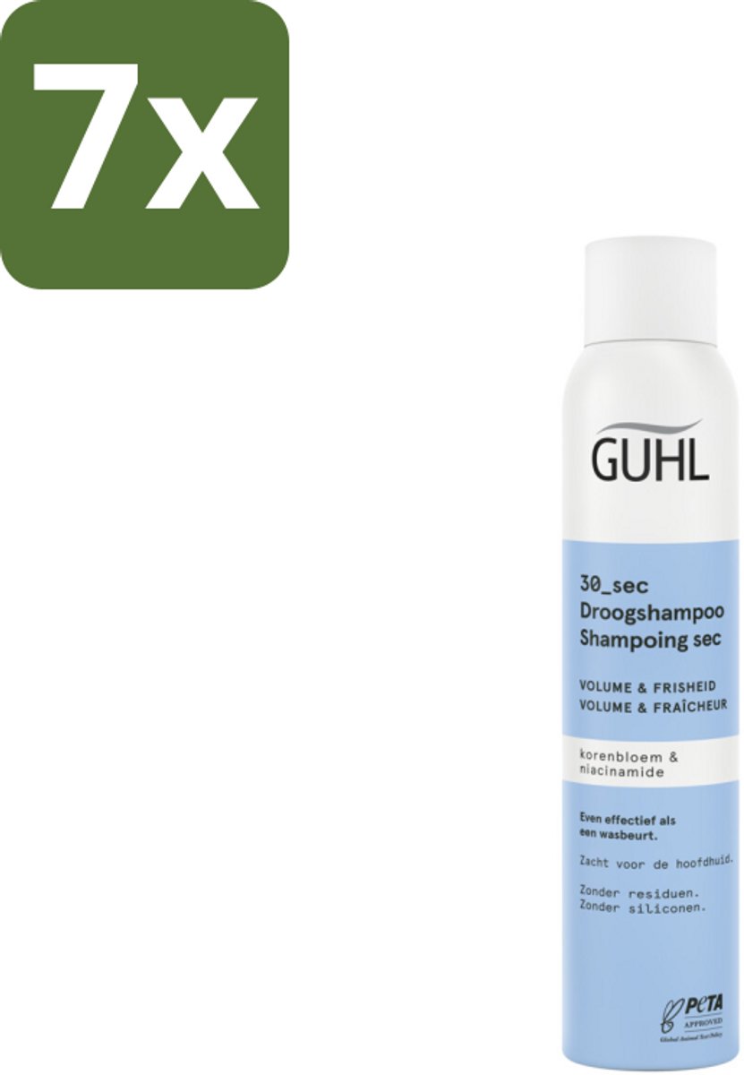 7 x Guhl – Droogshampoo – Volume & Frisheid 30 sec – 200 ml - Droogshampoo Volume - Droogshampoo Frisheid - Droogshampoo Snel Resultaat - Droogshampoo Voor Vet Haar - Droogshampoo 30 Sec