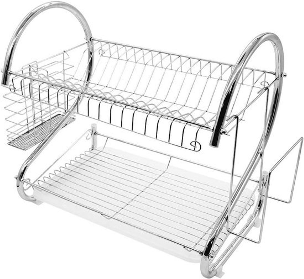 2-Tier Over The Sink Dish Drying Rack met Opslag en Gebruiksvriendelijke Houders