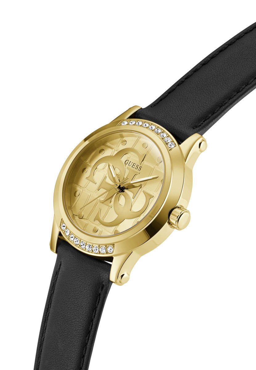 Guess Annette Analoge Kwarts Horloge Zwart Kast Gemaakt Van 100% Roestvrij Staal En Een Armband Van 100% Echt Leer 36 GW0860L3, GW0860L5, GW0860L6