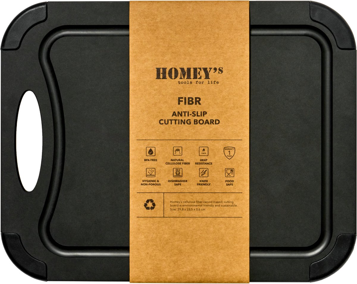 Homey's FIBR Natuurlijke Snijplank – 30 cm – Zwart