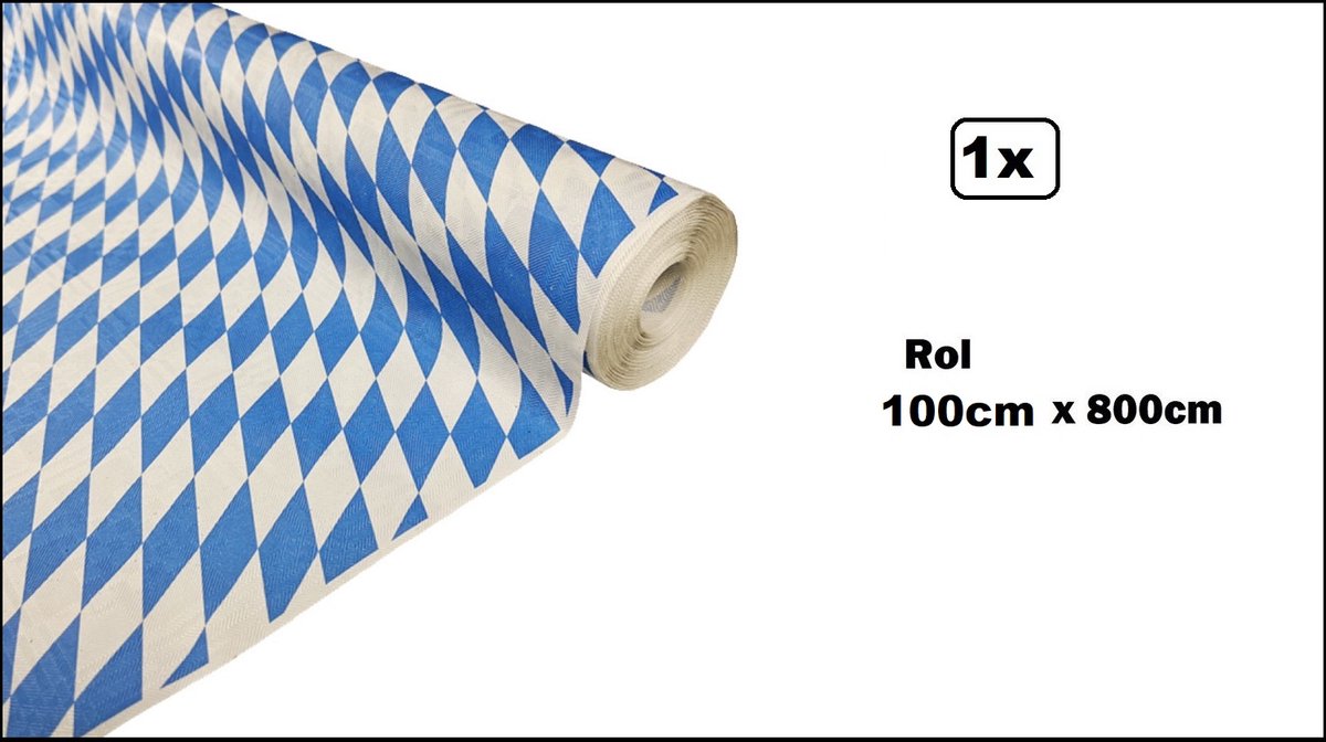 1x Tafelrol tafelkleed Oktoberfest blauw-wit 100cm x 800cm papier - diner food festival eten fun thema feest party